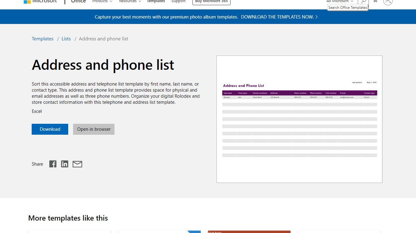 Address and phone list - templates.office.com